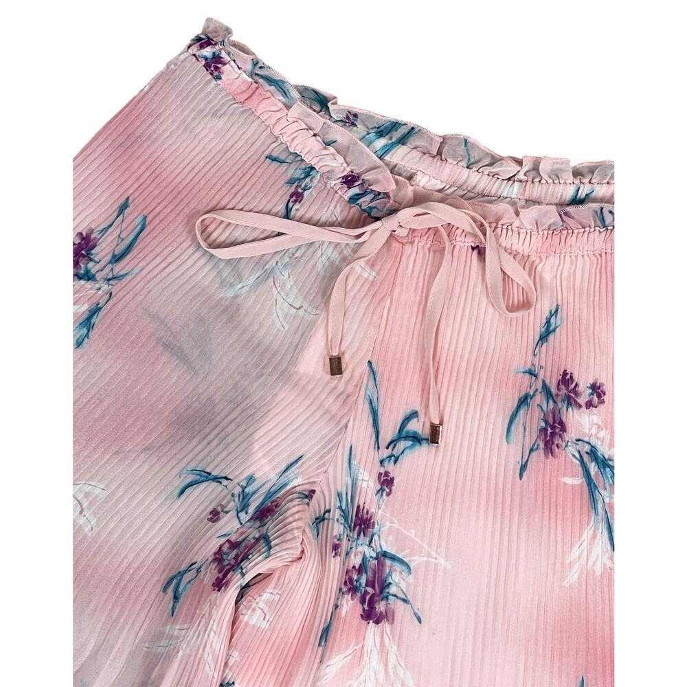 Lane Bryant Pink Floral Blouse Chiffon Overlay Off Shoulder Babydoll Size 22/24 - Picture 6 of 13